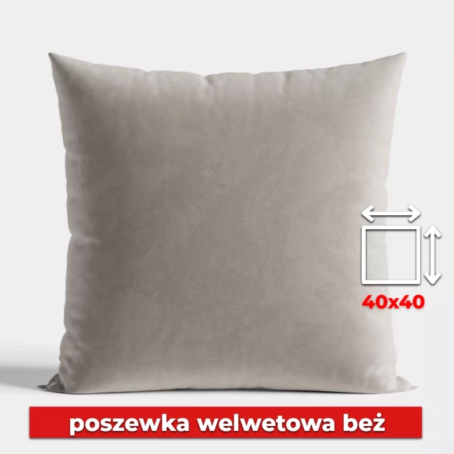 Poszewka Welwet 40x40 w kolorze Beż z zamkiem